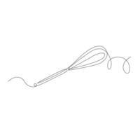 Continuous one line drawing whisk. Stock illustration. vector