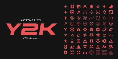 Y2K retro futuristic elements. 2000s abstract shapes. vector