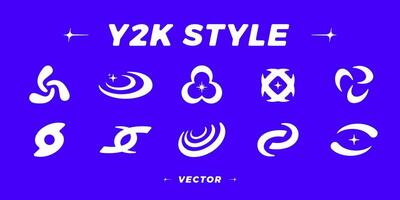 Y2K graphic design. Trendy retro futuristic geometric forms. vector