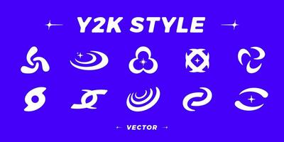 y2k gráfico diseño. de moda retro futurista geométrico formularios vector