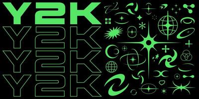 Y2K aesthetics. 2000s abstract shapes and objects. vector