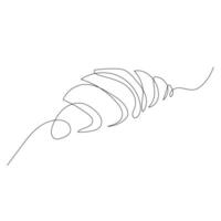 Continuous one line drawing croissant. stock illustration. vector