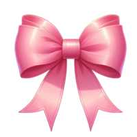Generated Ai Beautiful big bow made of pink ribbon with shadow png