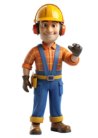 construção trabalhador 3d mascote png