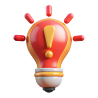 Light Bulb with Exclamation Mark 3d Rendering png