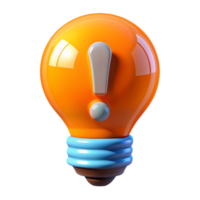 Light Bulb with Exclamation Mark 3d Concept png