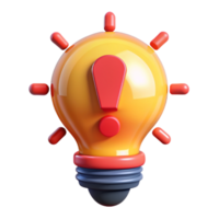 Light Bulb with Exclamation Mark 3d Icon png