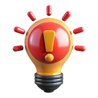 lumière ampoule avec exclamation marque 3d objet png