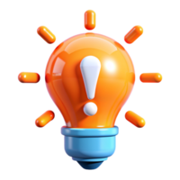 Light Bulb with Exclamation Mark 3d Illustration png