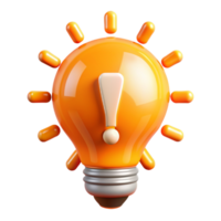 Light Bulb with Exclamation Mark 3d Image png