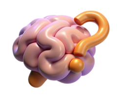 Brain with Question Mark 3d png