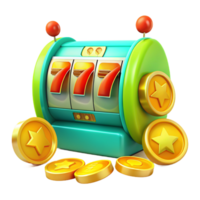 Kasino Slot Maschine mit Gold Münzen 3d Element png