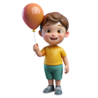 content enfant en portant ballon 3d avatar png