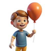 Happy Child Holding Balloon 3d png