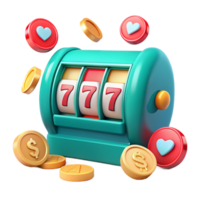 Casino Slot Machine with Gold Coins 3d Image png