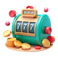 Casino Slot Machine with Gold Coins 3d Design png