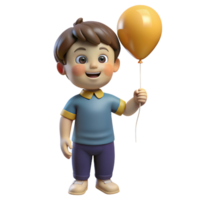 Happy Child Holding Balloon 3d Render png