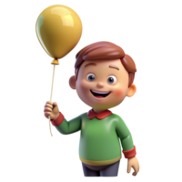 Happy Child Holding Balloon 3d Character png