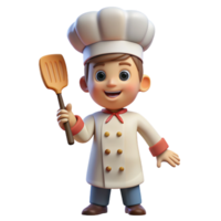 enfant chef avec spatule 3d élément png