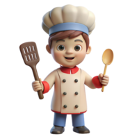 Child Chef with Spatula 3d Render png