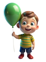 Happy Child Holding Balloon 3d Design png