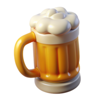 Beer in Glass Mug 3d Render png