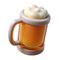 Beer in Glass Mug 3d Rendering png