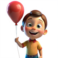 Happy Child Holding Balloon 3d Image png