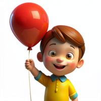 Happy Child Holding Balloon 3d Concept png