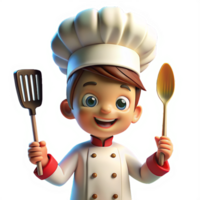 Child Chef with Spatula 3d Design png