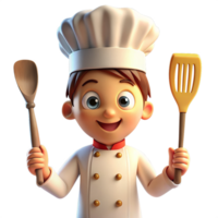 Child Chef with Spatula 3d Image png