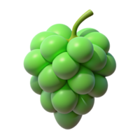 Green Grape Fruit 3d Object png