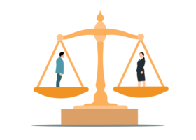 businessman and woman on scales of justice png