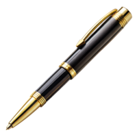 Elegant Black and Gold Ballpoint Pen on Transparent Background png