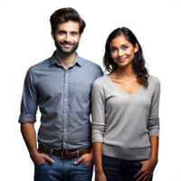 lächelnd Paar posieren zusammen gegen transparent Hintergrund png