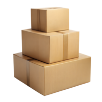 Stack of Brown Cardboard Boxes With Transparent Background for Shipping or Packaging Presentation png