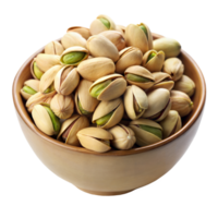 Freshly Roasted Pistachios in Wooden Bowl With Transparent Background png