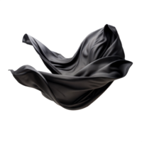 noir soie tissu flottant en l'air avec transparent Contexte png