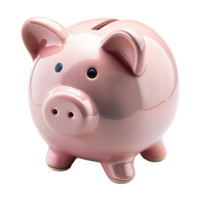 Glossy Pink Ceramic Piggy Bank on Transparent Background png