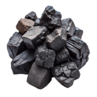 Pile of Black Coal Chunks on Transparent Background png