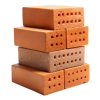 Stack of Perforated Red Bricks on Transparent Background png