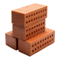 Four Red Clay Bricks Stacked Together Isolated on Transparent Background png