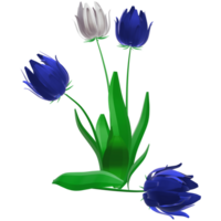 3D flowers blue white png