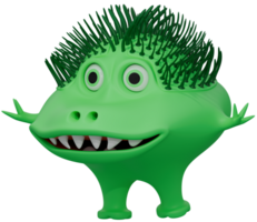 3d mostro spinoso contento verde png