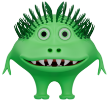 3d monstro espetado feliz verde png