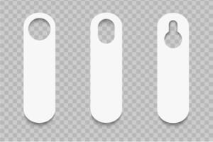 Set of blank room door hangers or wardrobe dividers. Do not disturb, quiet please or keep silence paper tag mockups vector