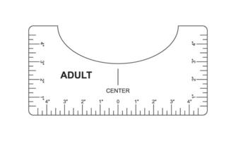 T shirt alignment guide. Adult size template. Ruler for centering clothing design. Sewing measurement tool with markup and numbers for sublimation print or laser cut vector