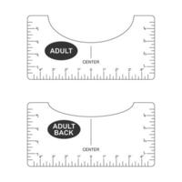 T shirt alignment guide. Adult front and back size templates. Rulers for centering clothing design. Sewing measurement tool with markup and numbers for print or laser cut vector