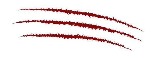 Blood scratch claws mark icon. Long trail of wild animal, monster or dinosaur talons. Sharp torn edges texture isolated on white background. Laceration print vector