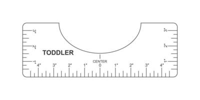 T shirt alignment guide. Toddler size template. Ruler for centering clothing design. Sewing measurement tool with markup and numbers for laser print and cutting vector